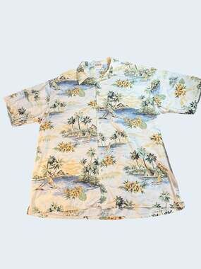 Pierre Cardin Men's 2XLT Hawaiian Shirt 100% Cotton Tropical Island Print